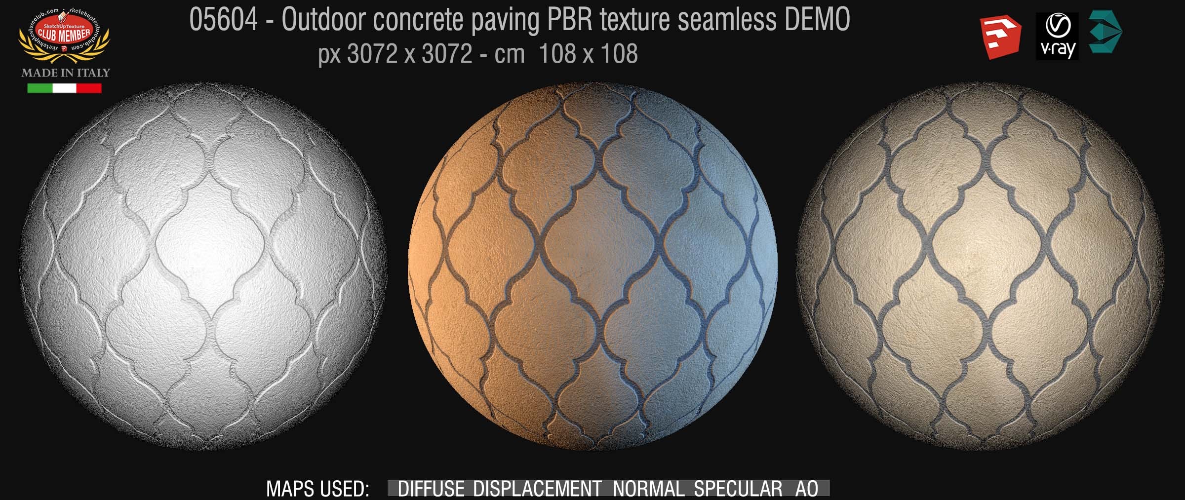 05604 Outdoor concrete paving PBR texture seamless DEMO
