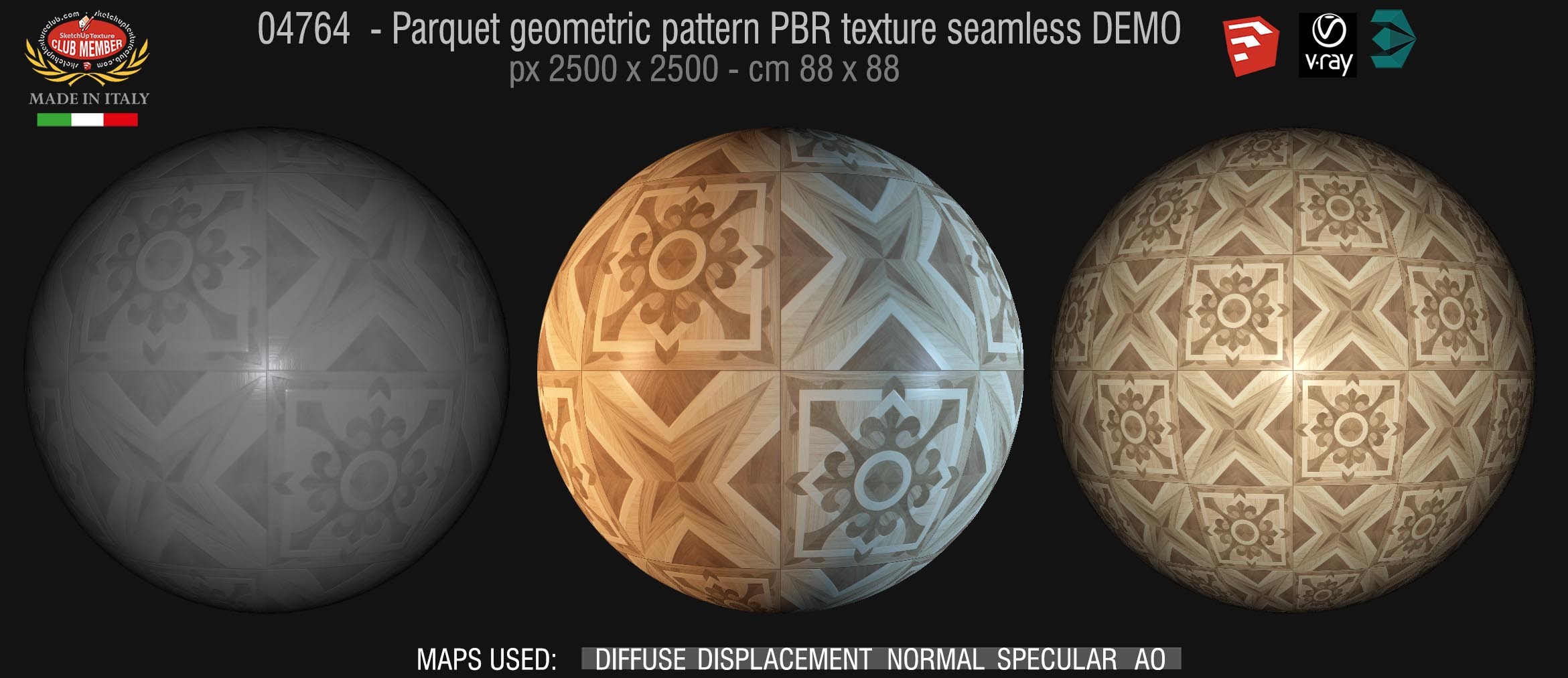04764 Parquet geometric pattern PBR texture seamless DEMO