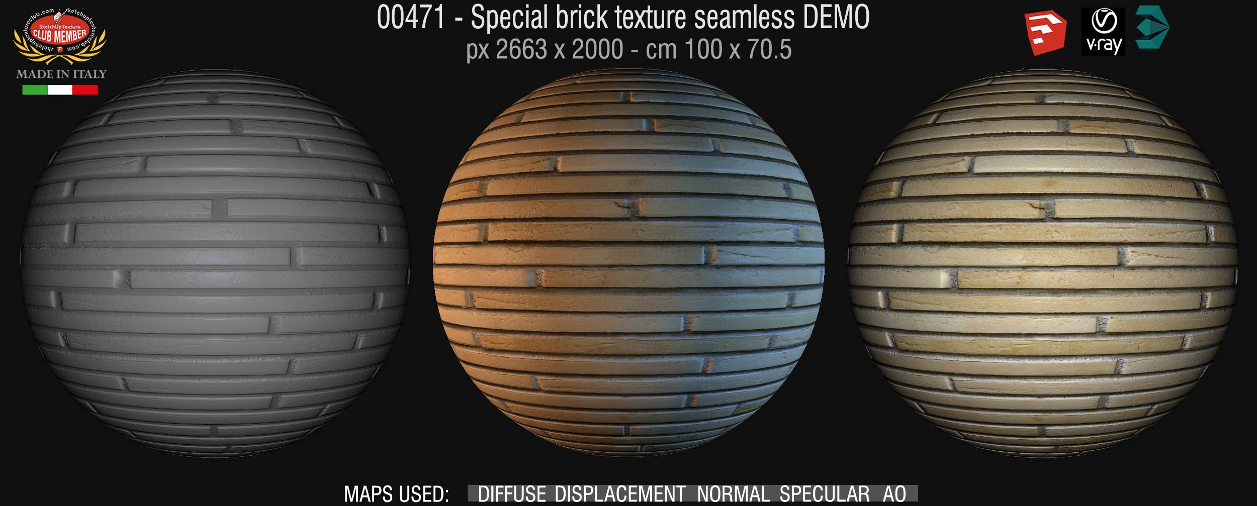 00471 Special brick texture seamless + maps DEMO