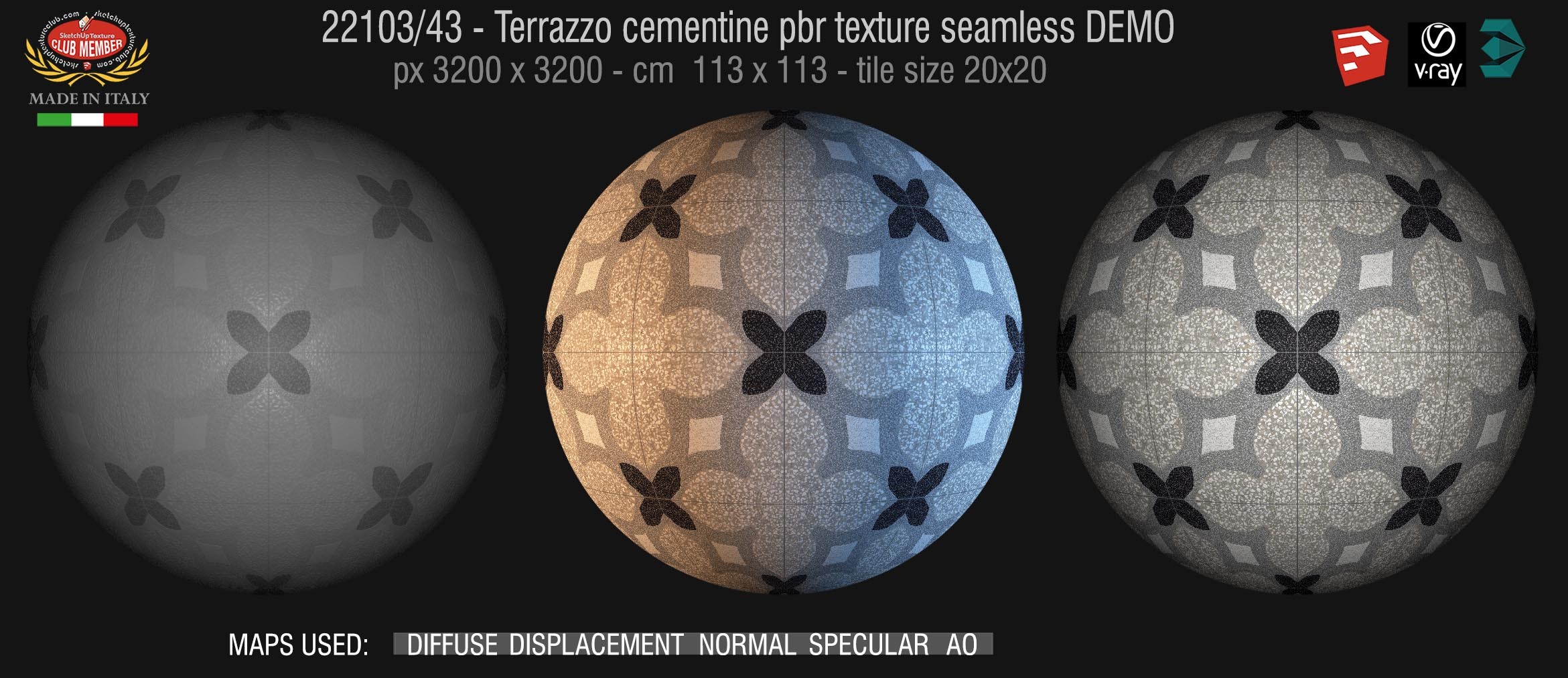 22103_ terrazzo floor cementine style pbr texture seamless DEMO / D_Segni Scaglie 20x20 size by Marazzi