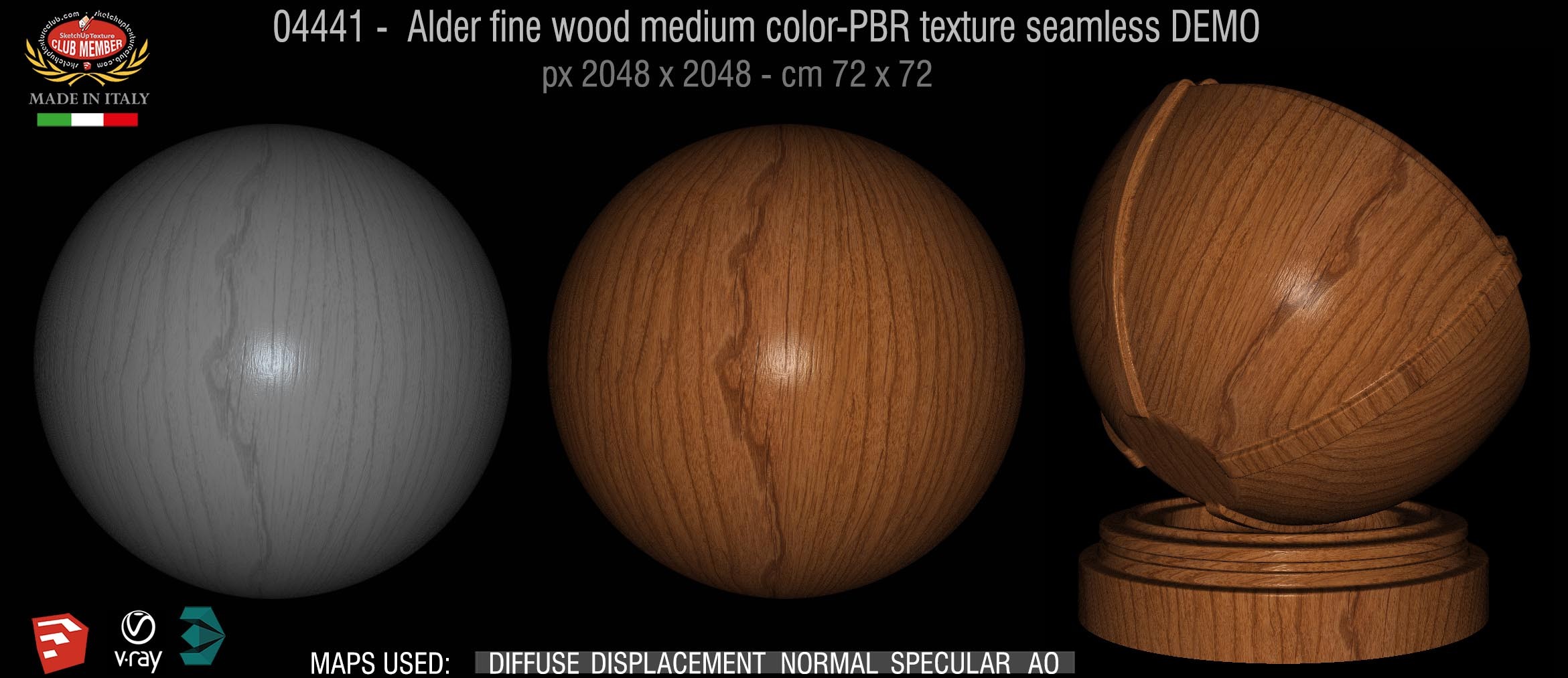 04441 Alder fine wood medium color-PBR texture seamless DEMO