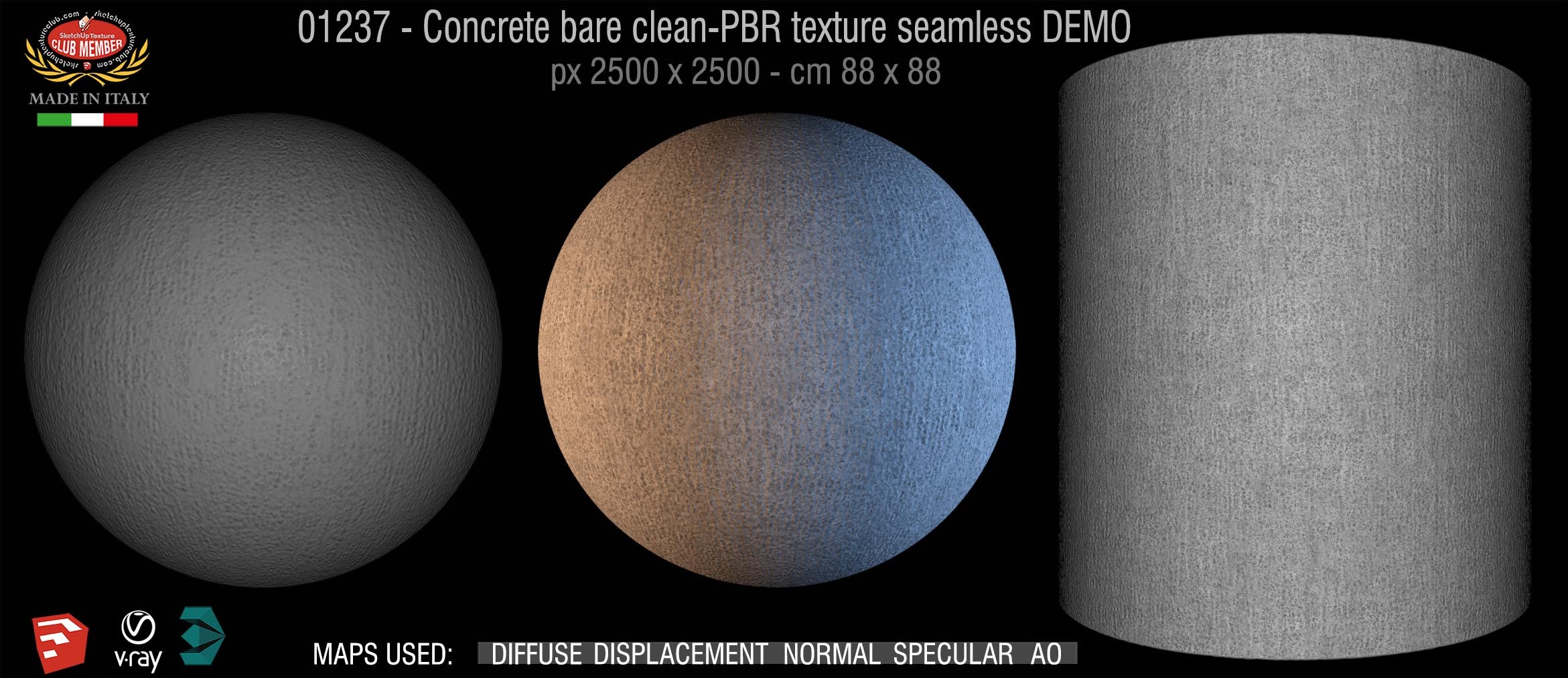 01237 Concrete bare clean-PBR texture seamless DEMO