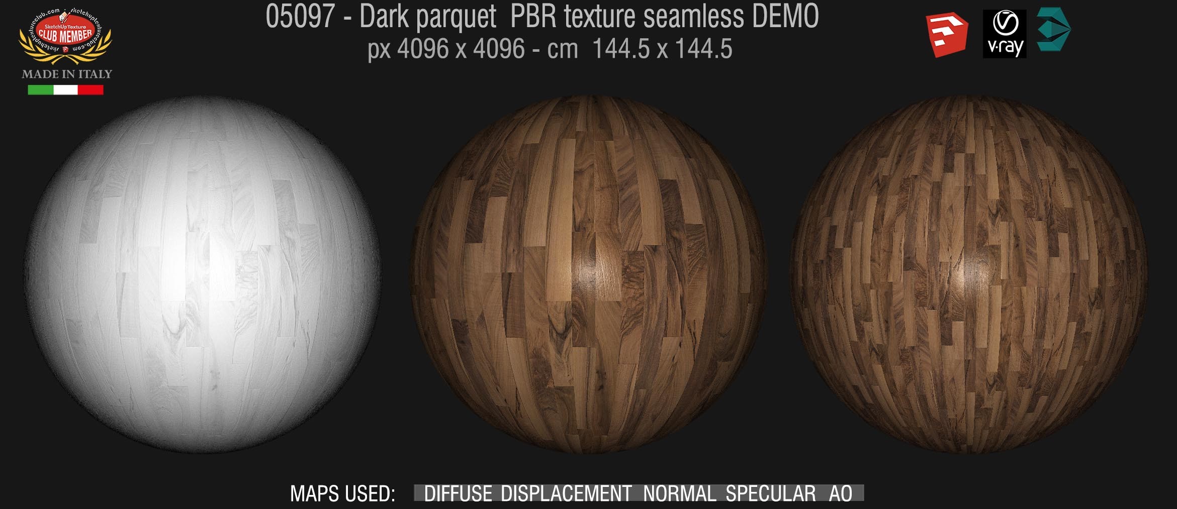 05097 Dark parquet PBR texture seamless DEMO