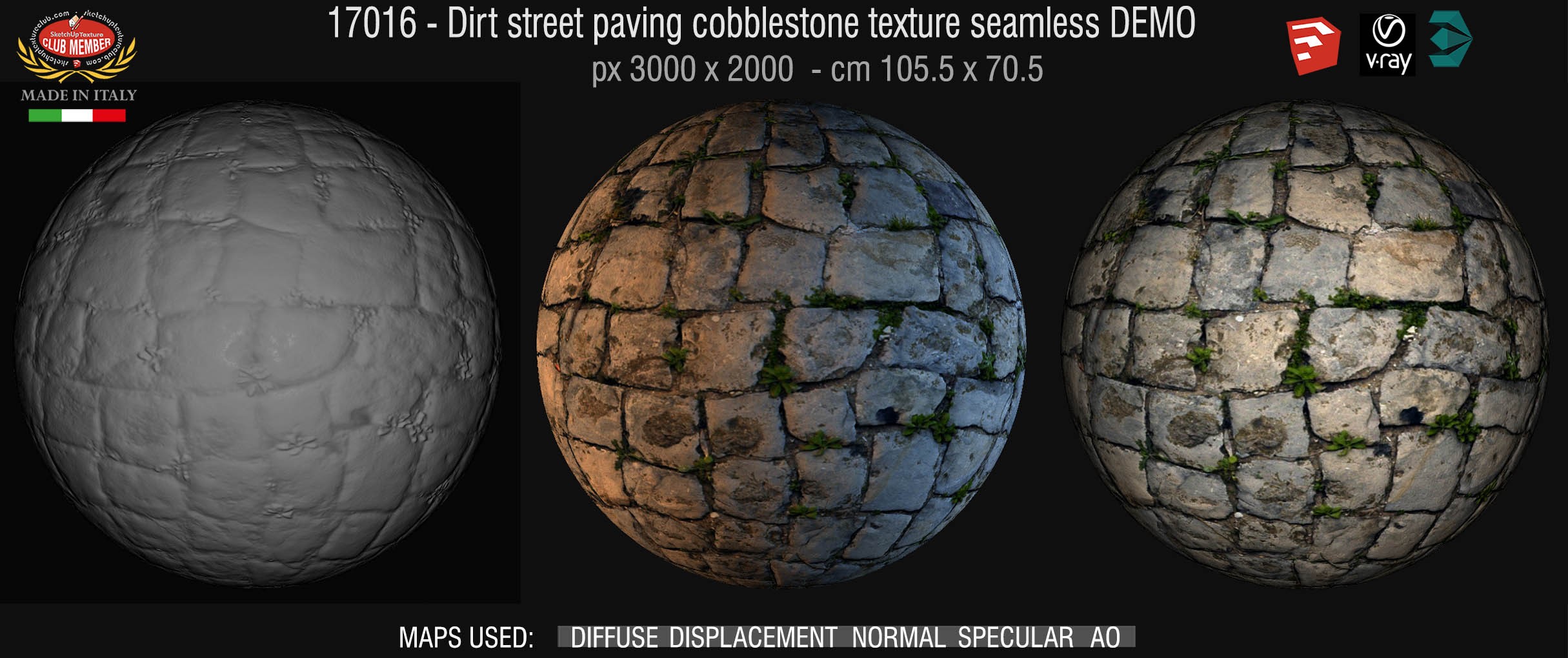 17016 CLICK TO ENLARGE Dirt street paving cobblestone texture + maps DEMO