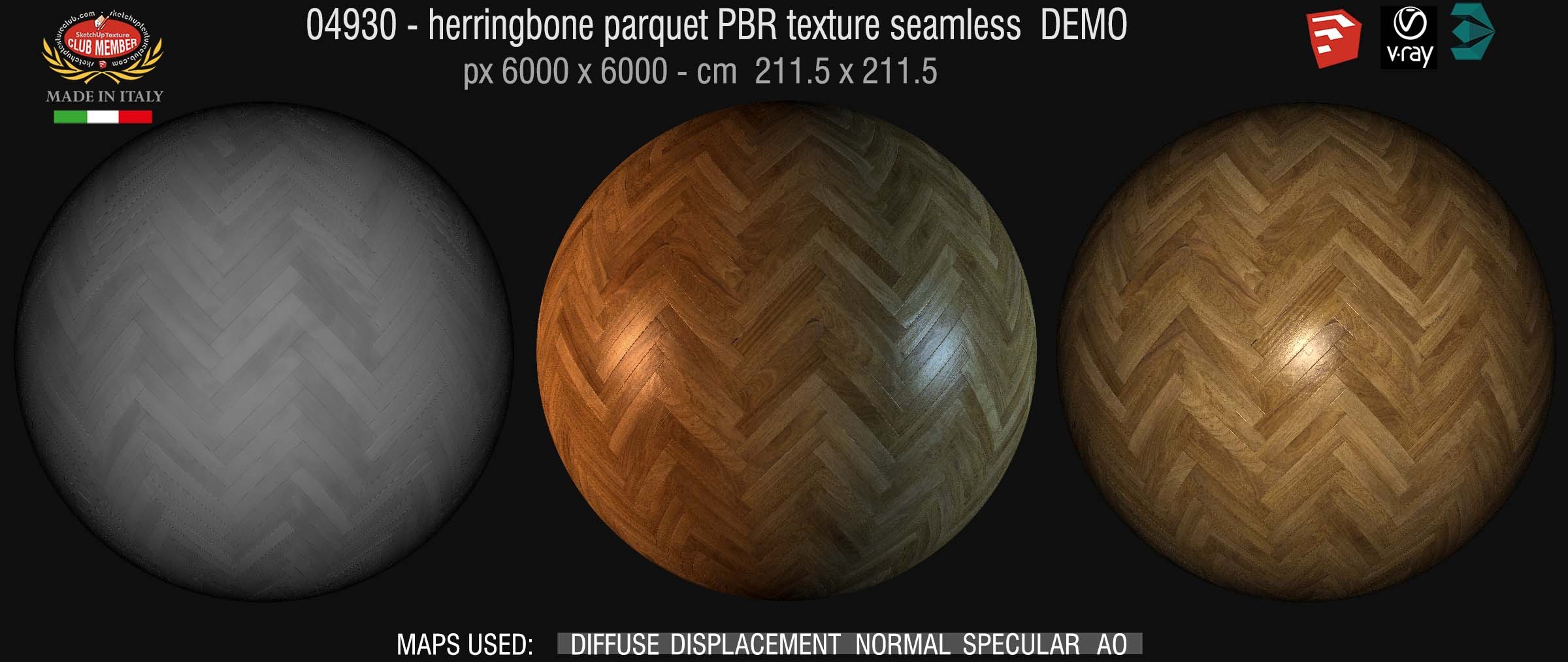 04930 Herringbone parquet PBR texture seamless DEMO