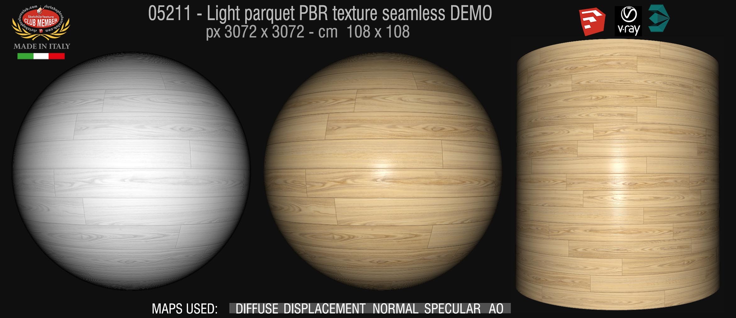 05211 Light parquet PBR texture seamless DEMO