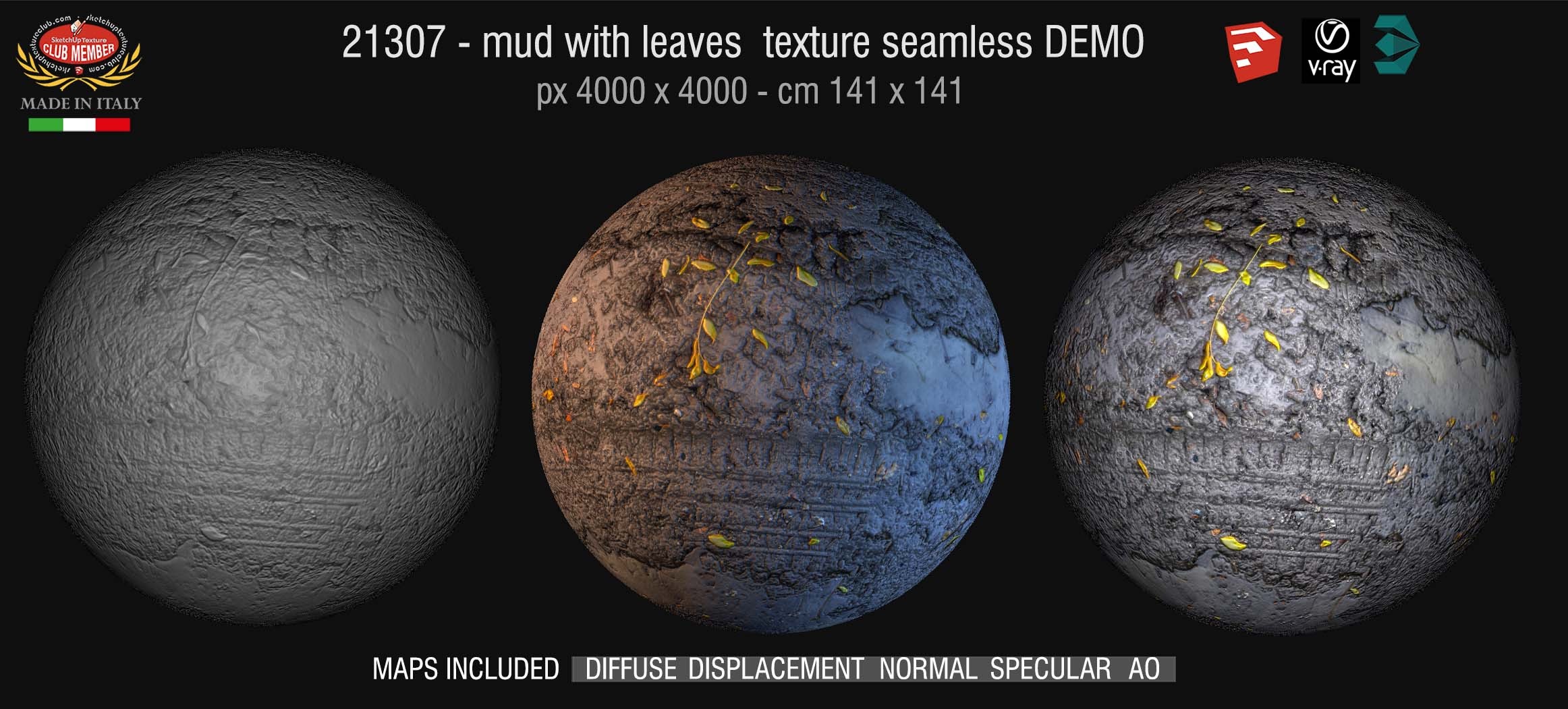 21307 Mud with leaves PBR texture seamless DEMO