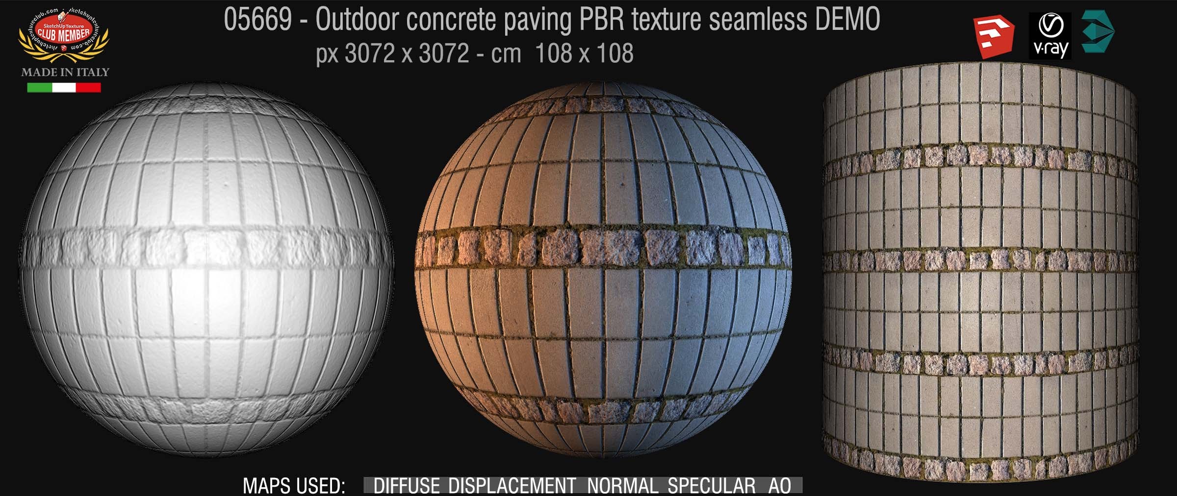 05669 Paving outdoor concrete regular block PBR texture seamless DEMO