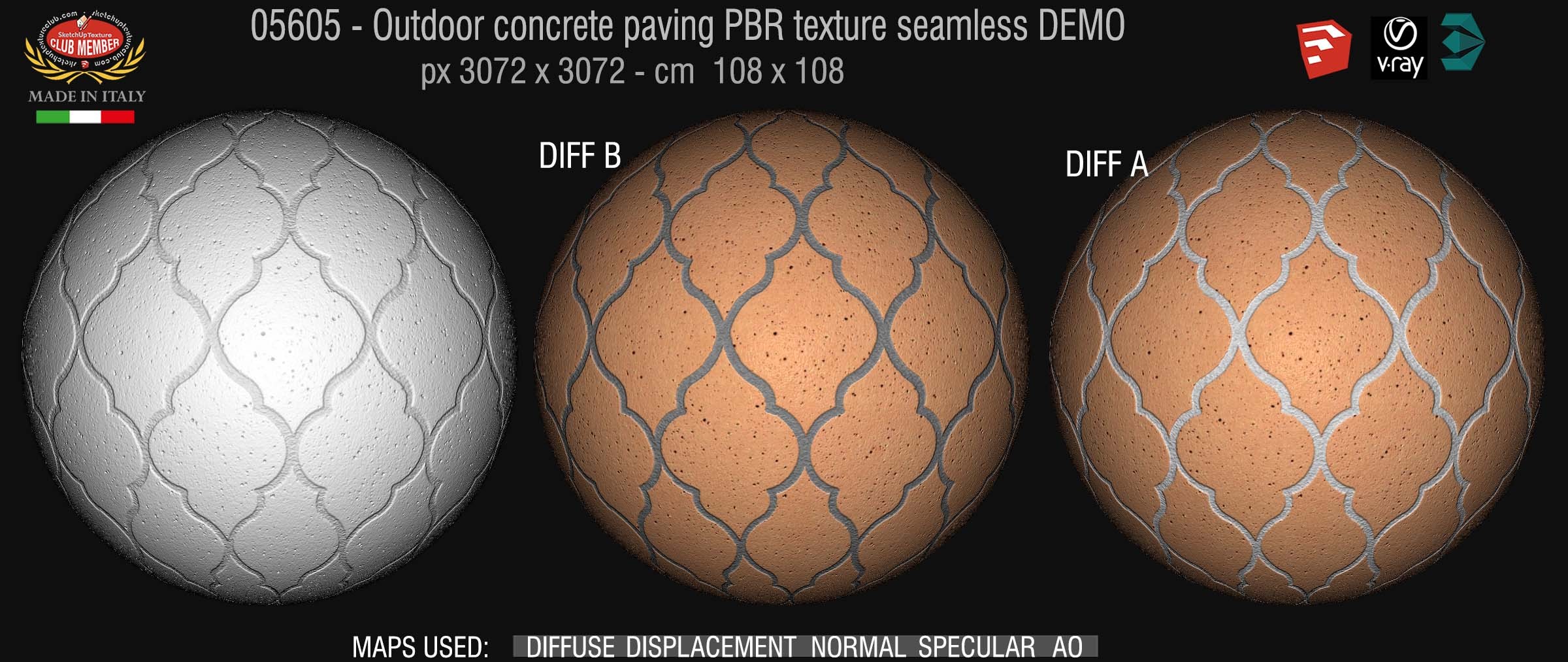 056065 Outdoor concrete paving PBR texture seamless DEMO