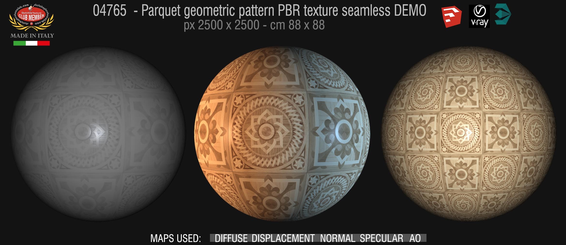 04765 Parquet geometric pattern PBR texture seamless DEMO
