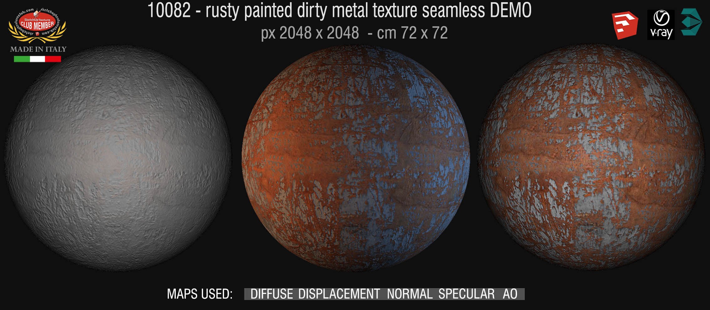 10082 HR Rusty painted dirty metal texture seamless + maps DEMO