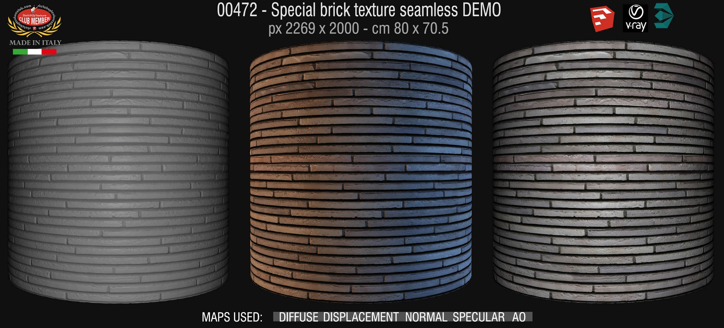 00472 Special brick texture seamless + maps DEMO