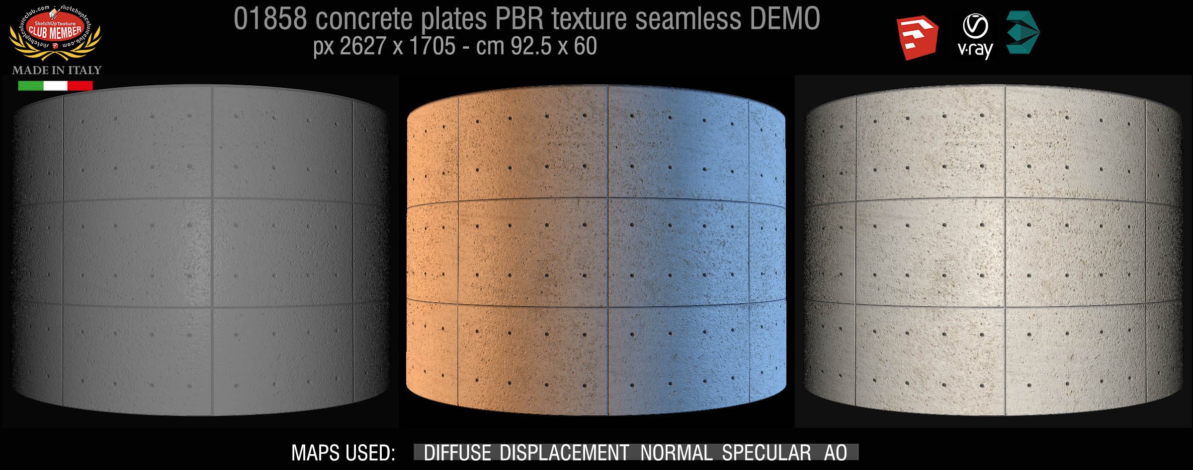01858 Tadao Ando concrete plates PBR texture seamless DEMO