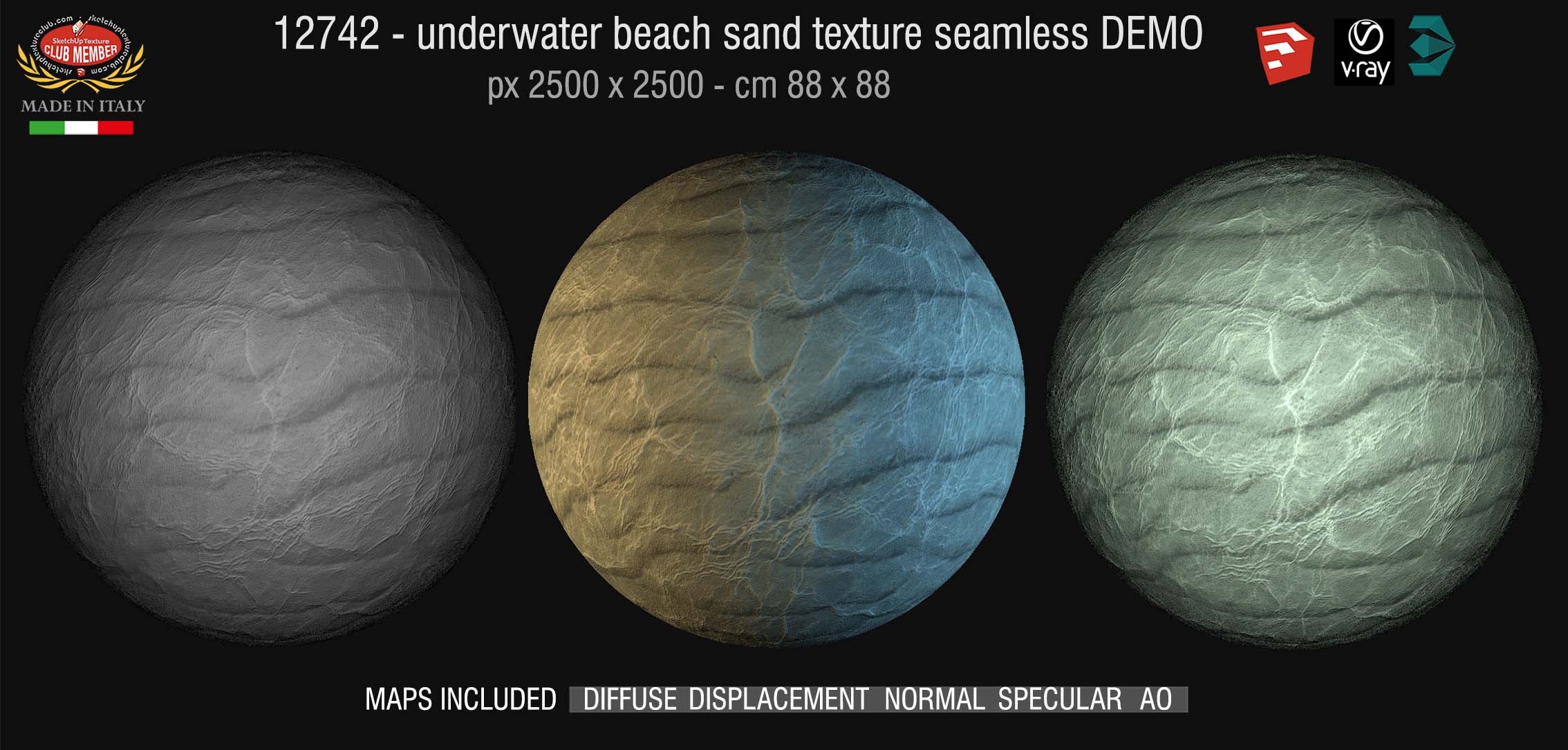 12742 Underwater beach sand texture + maps DEMO