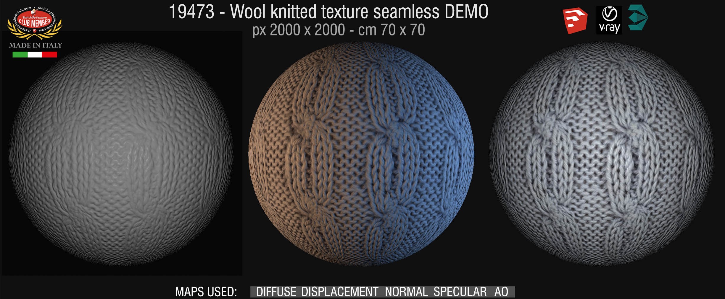 19473 Wool knitted texture seamless + maps DEMO