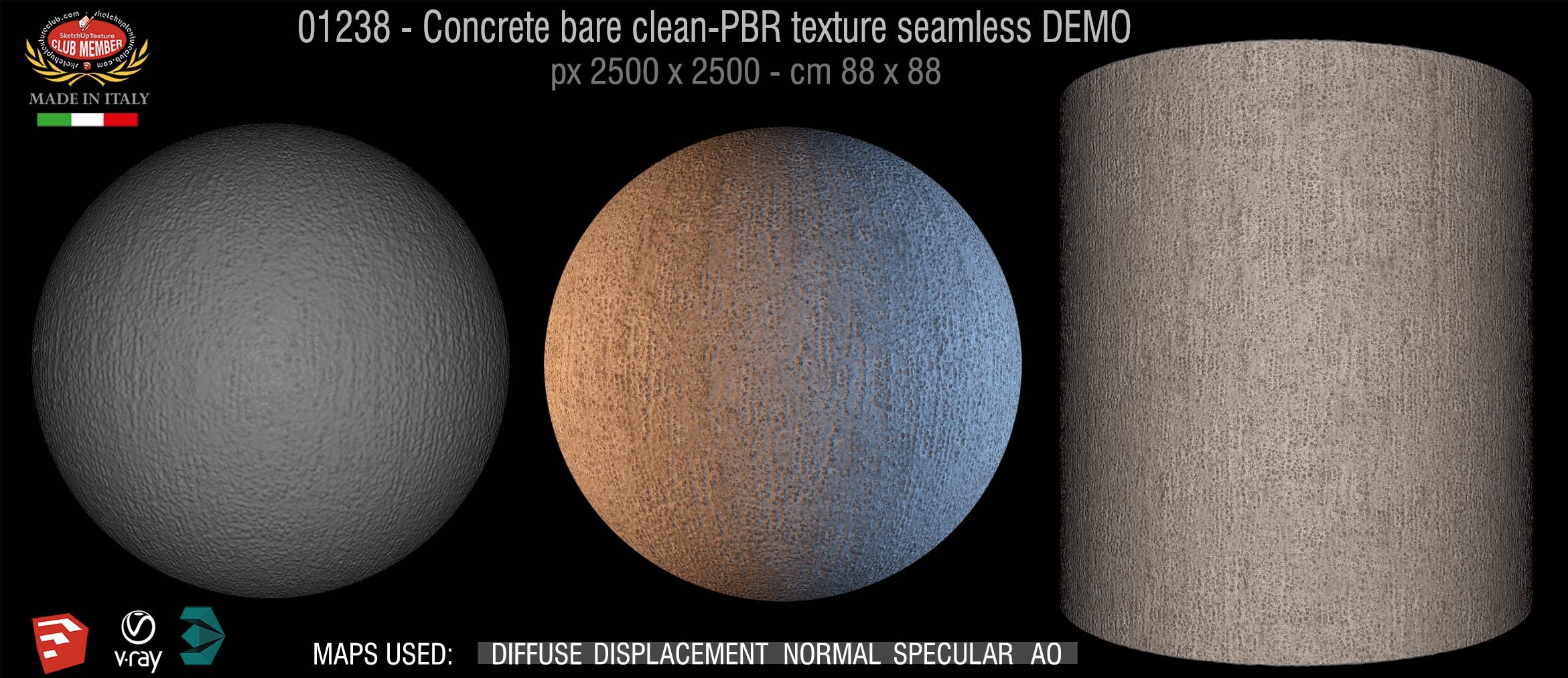 01238 Concrete bare clean-PBR texture seamless DEMO