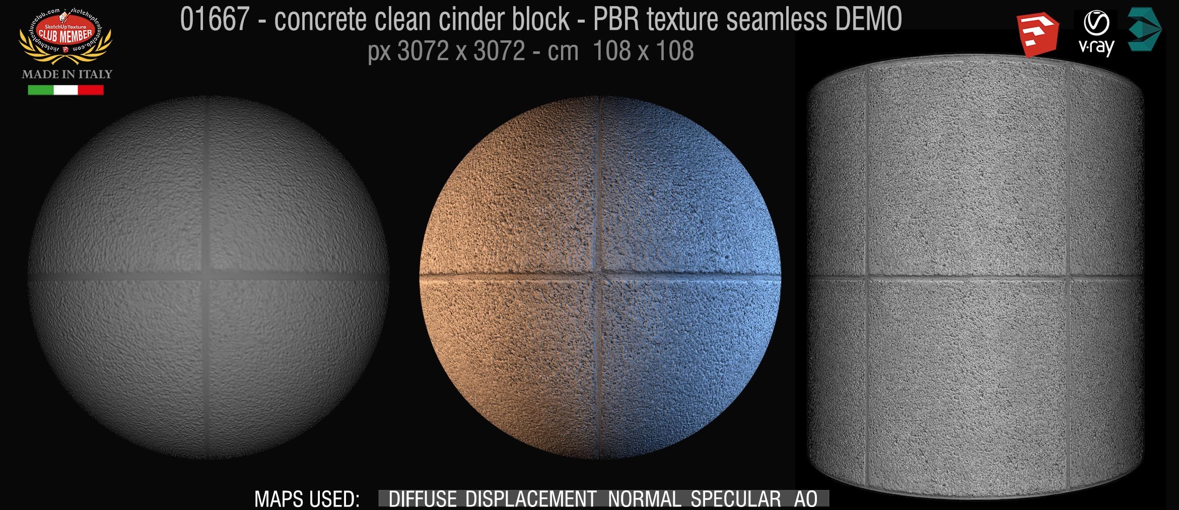 01667 concrete clean cinder block PBR texture seamless DEMO