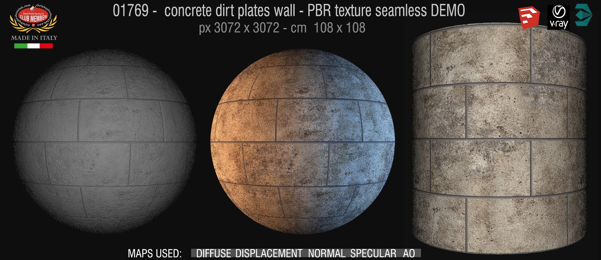 01769  concrete dirt plates wall PBR texture seamless DEMO