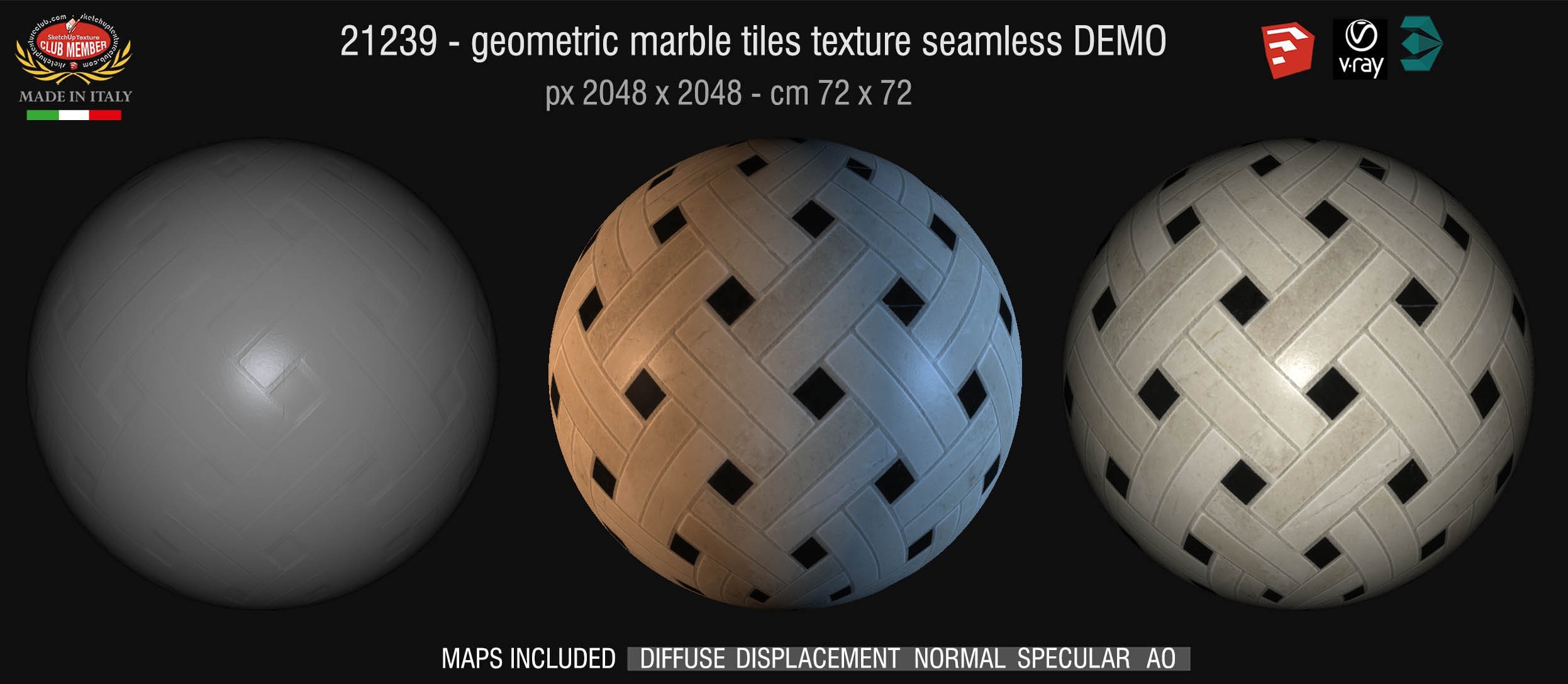21239 Geometric marble tiles texture + maps DEMO
