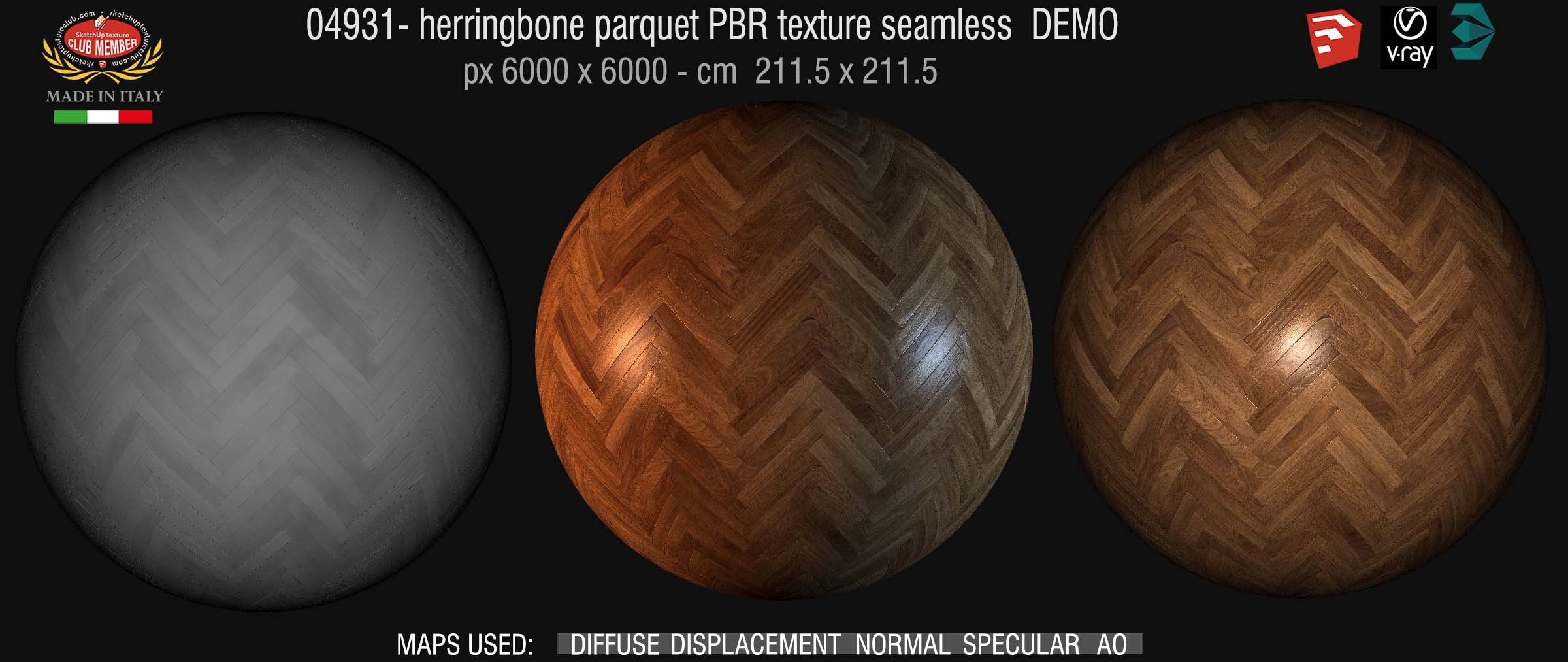 04931 Herringbone parquet PBR texture seamless DEMO