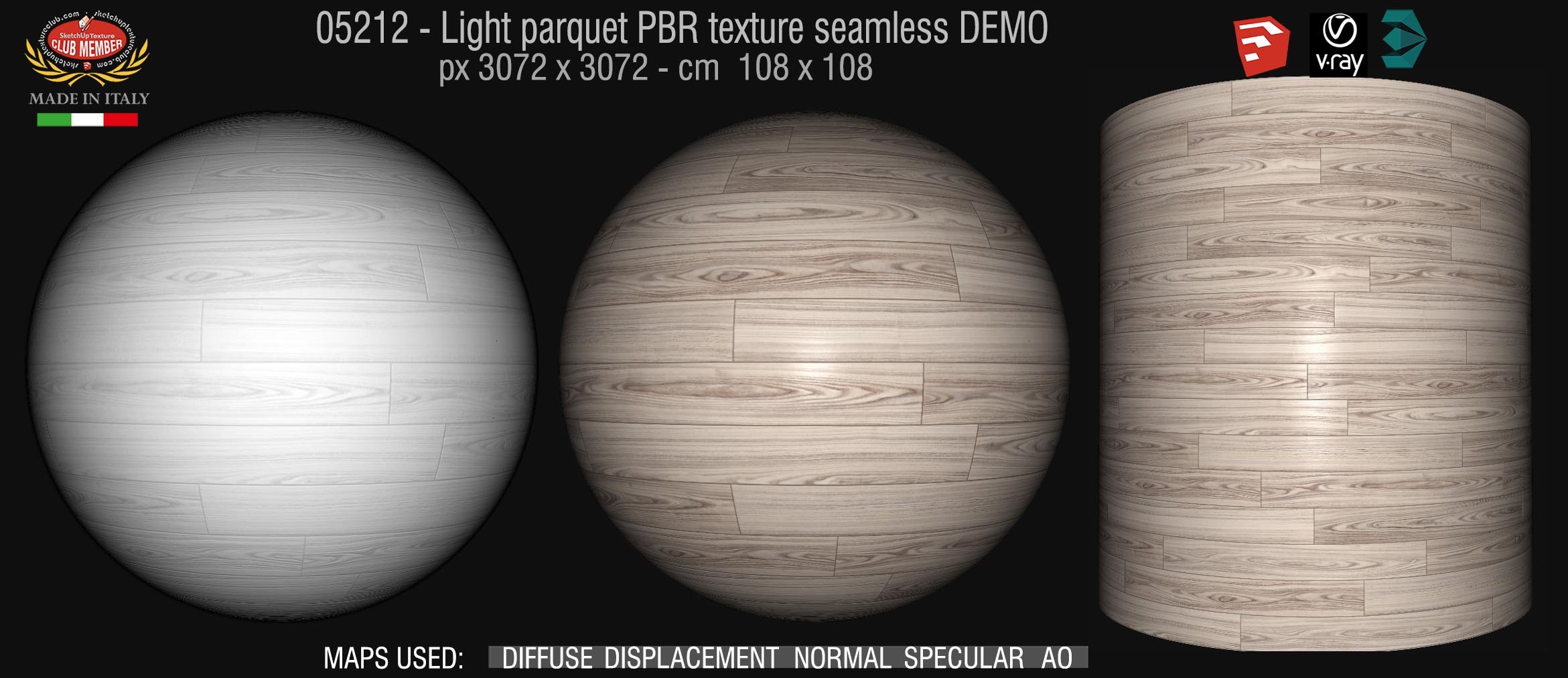 05212 Light parquet PBR texture seamless DEMO