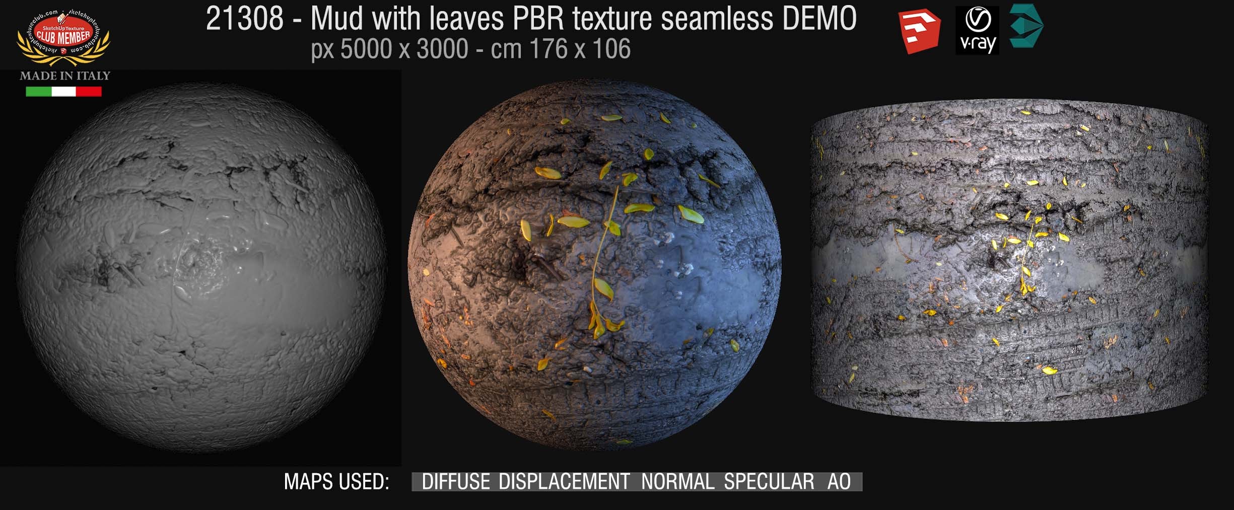 21238 Mud with leaves PBR texture seamless DEMO