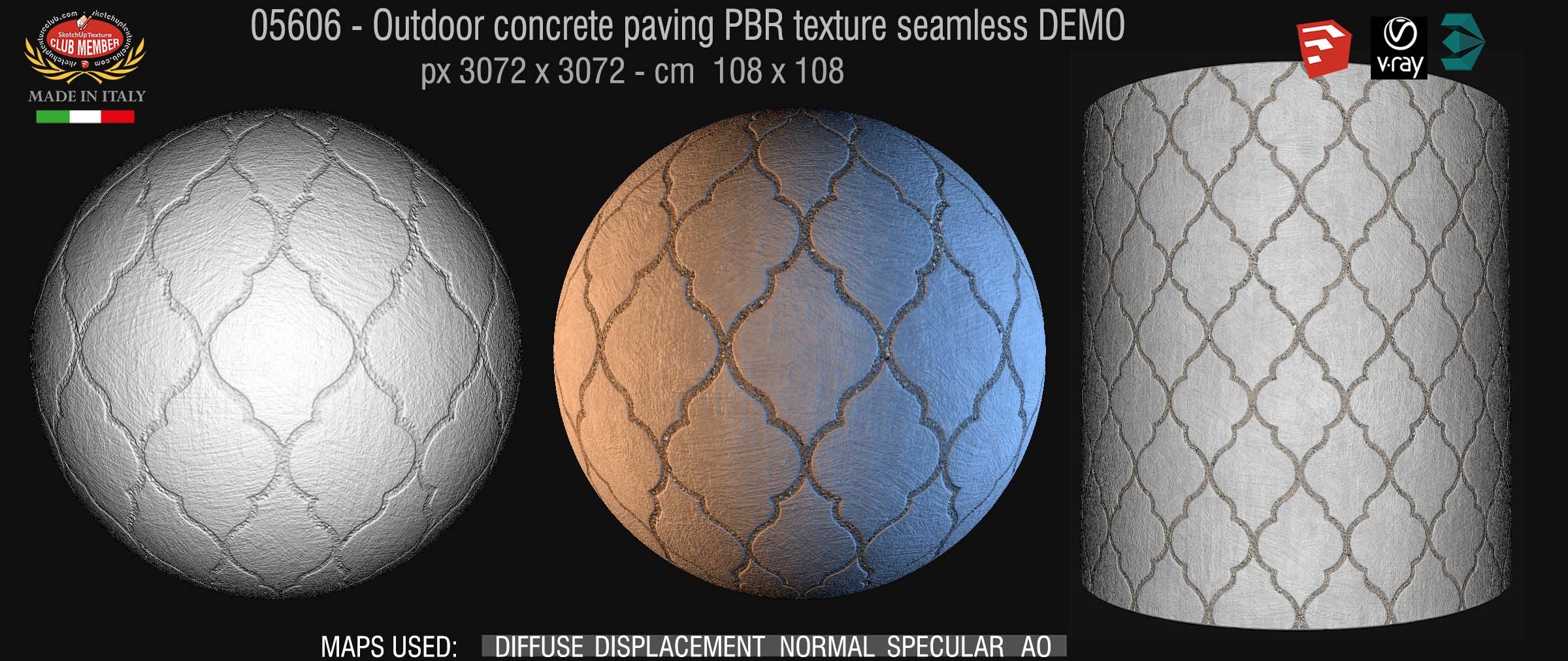 05606 Outdoor concrete paving PBR texture seamless DEMO