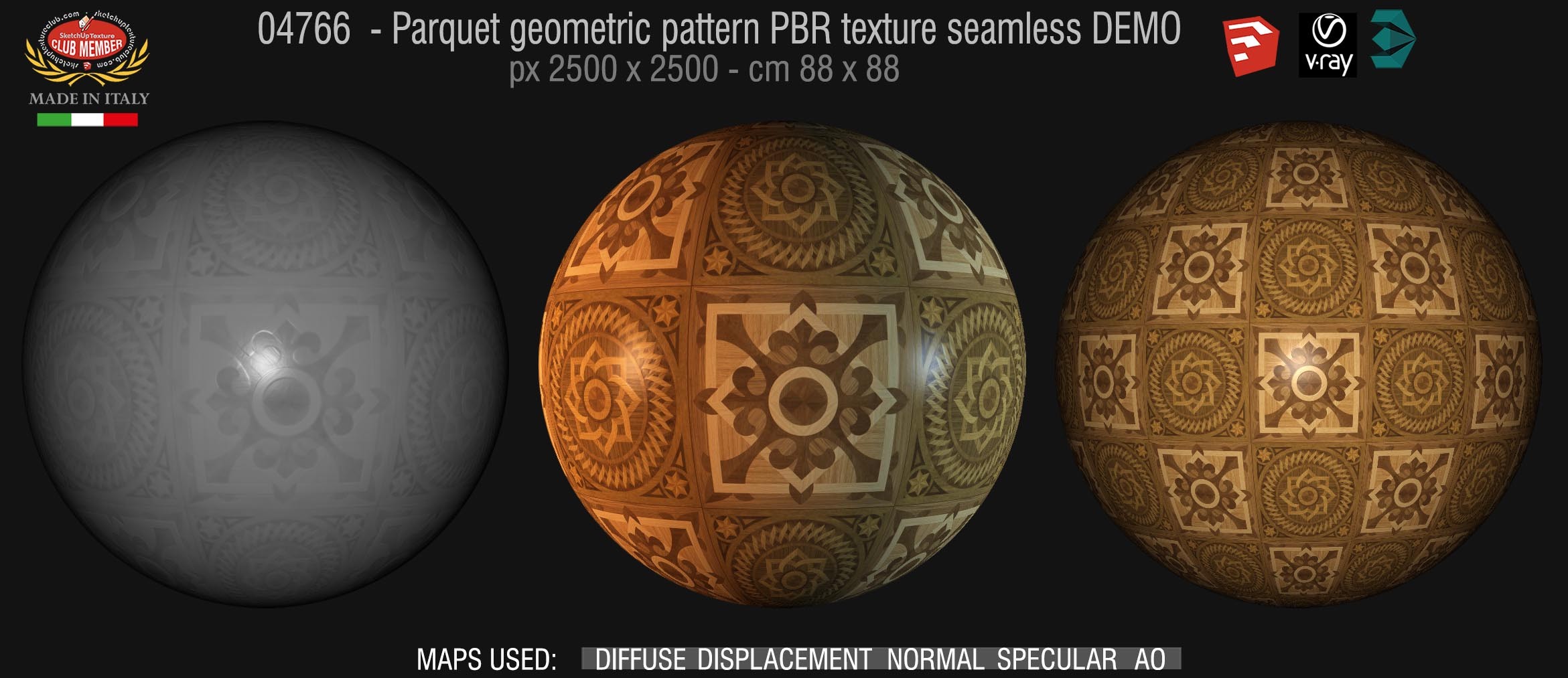 04766 Parquet geometric pattern PBR texture seamless DEMO