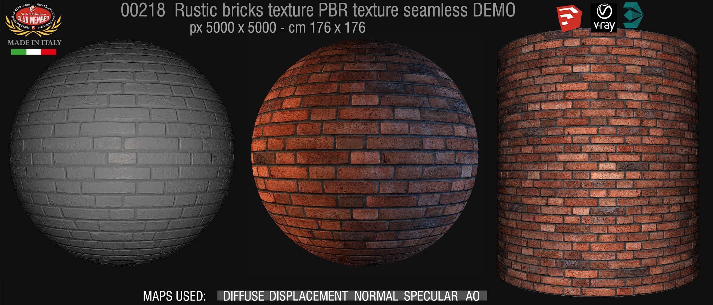 00218 rustic bricks PBR texture seamless DEMO