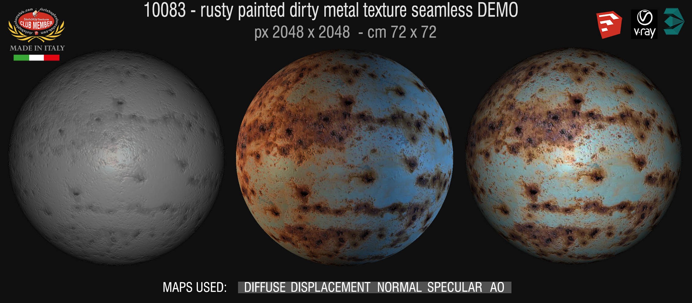 10083 HR Rusty painted dirty metal texture seamless + maps DEMO
