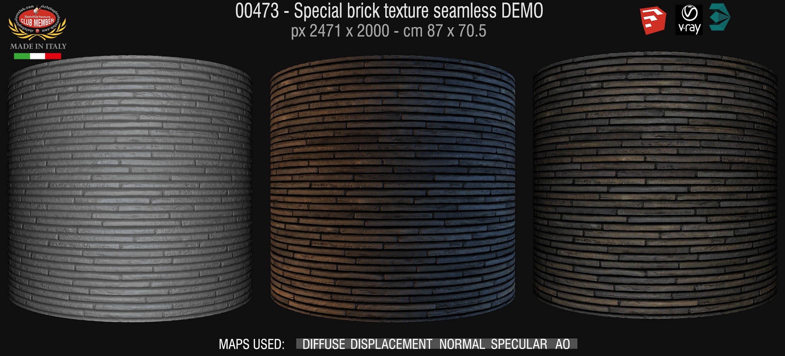 00473 Special brick texture seamless + maps DEMO