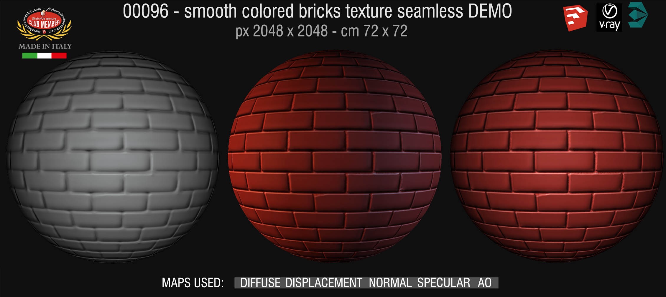 00096 smooth colored bricks texture seamless + maps DEMO