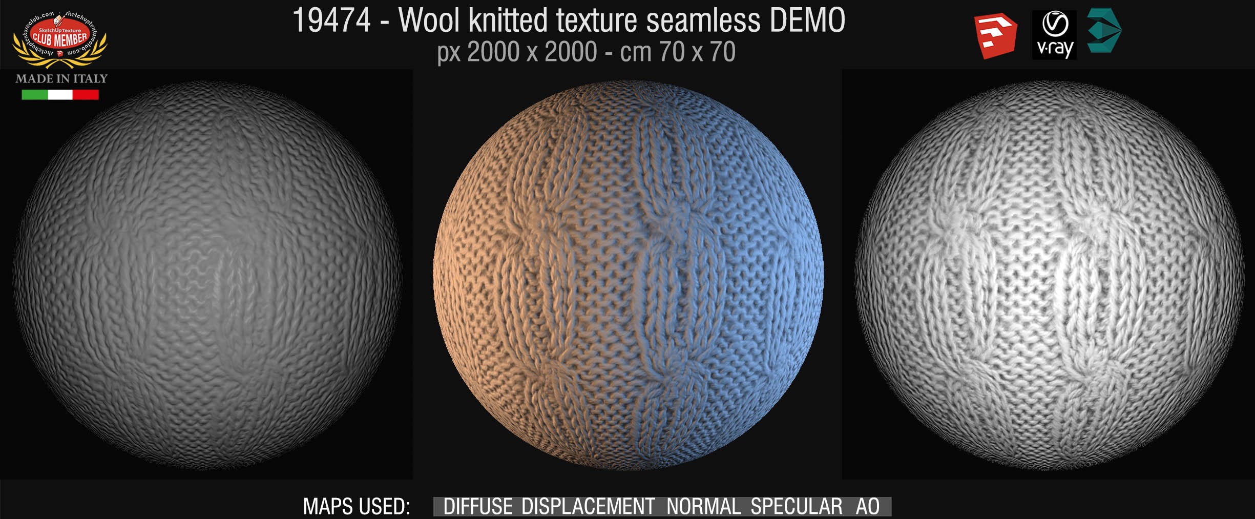 19474 Wool knitted texture seamless + maps DEMO