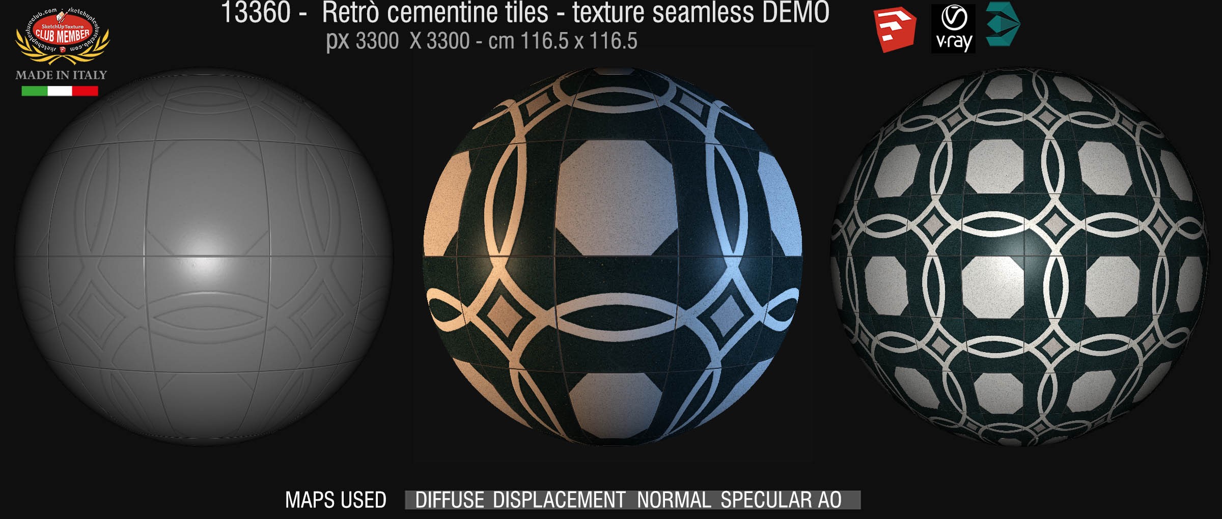 13360 retrò cementine tiles - texture seamless + maps DEMO