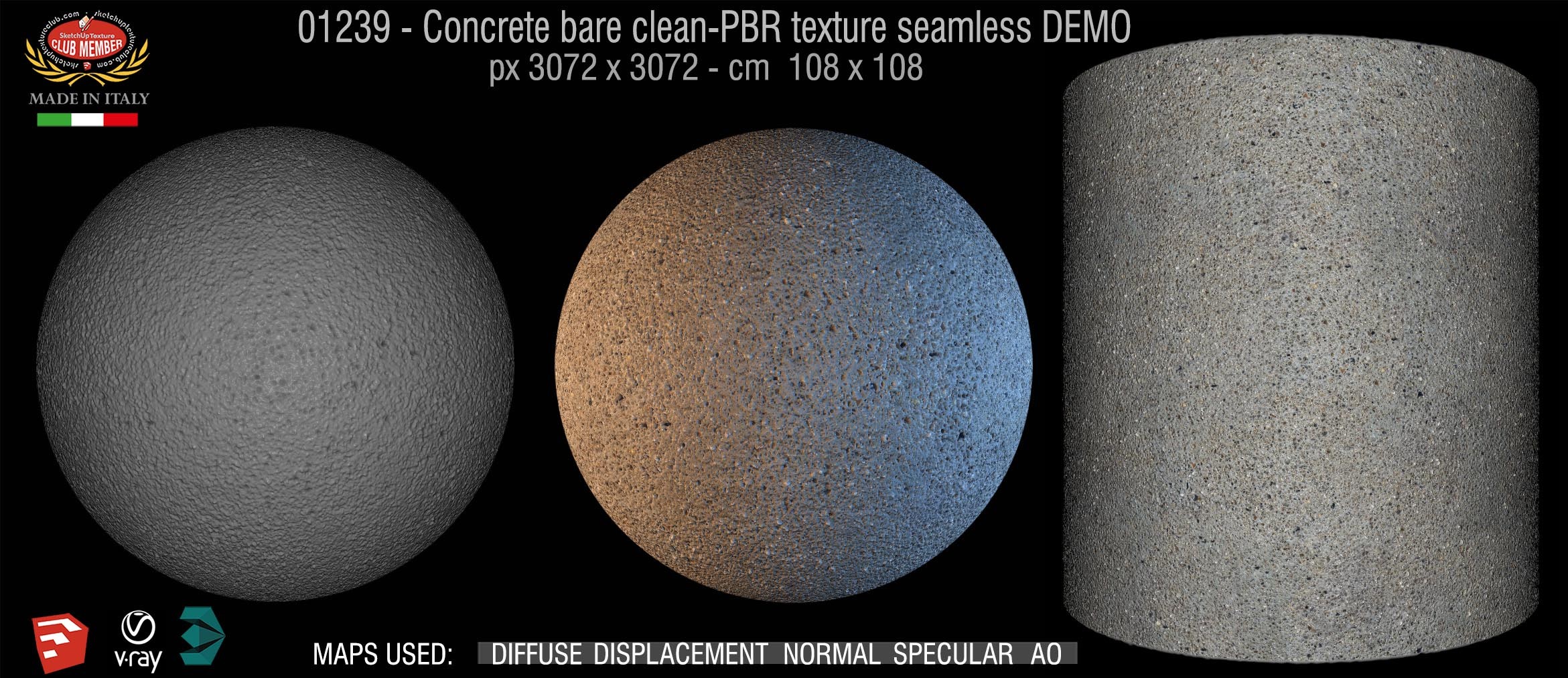 01239 Concrete bare clean-PBR texture seamless DEMO