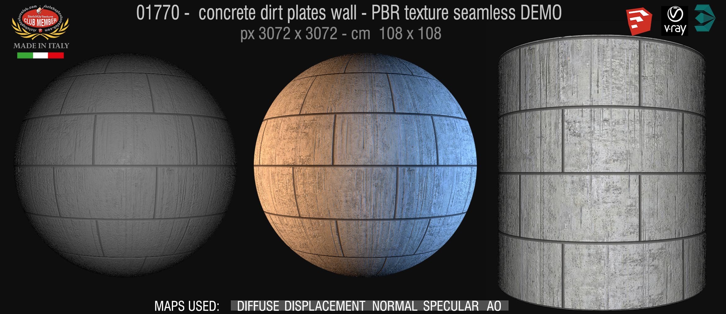 01770  concrete dirt plates wall PBR texture seamless DEMO