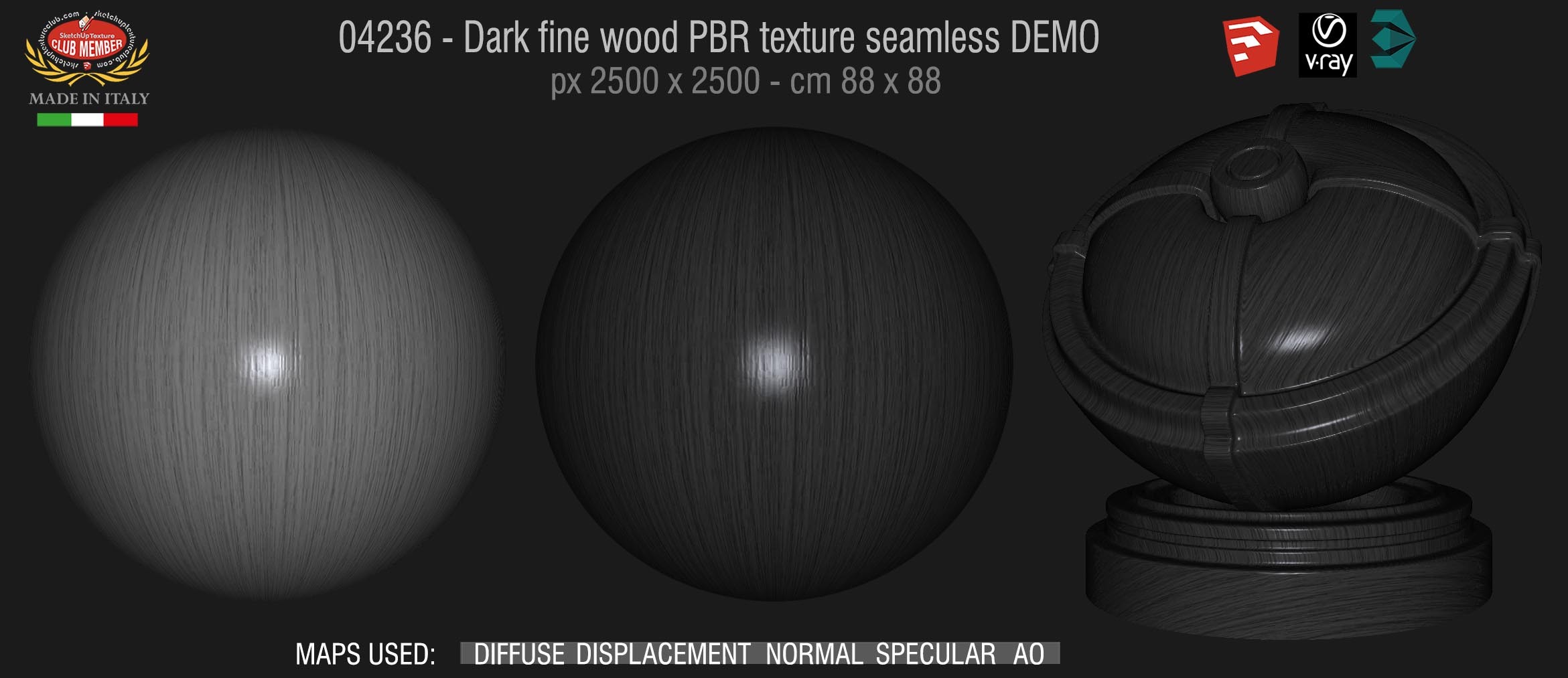 04236 Dark fine wood PBR texture seamless DEMO