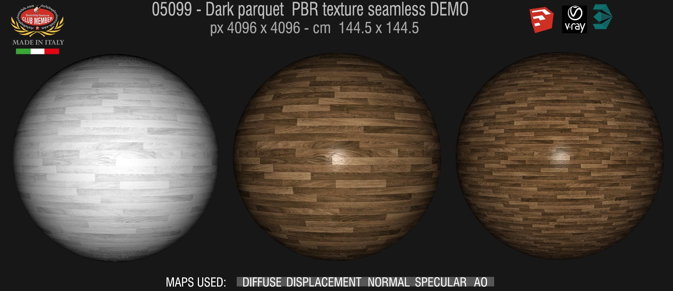 05099 Dark parquet PBR texture seamless DEMO