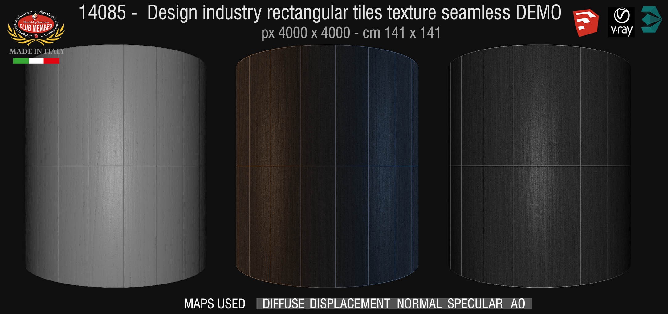 14085 Design industry rectangular tiles texture seamless + maps DEMO