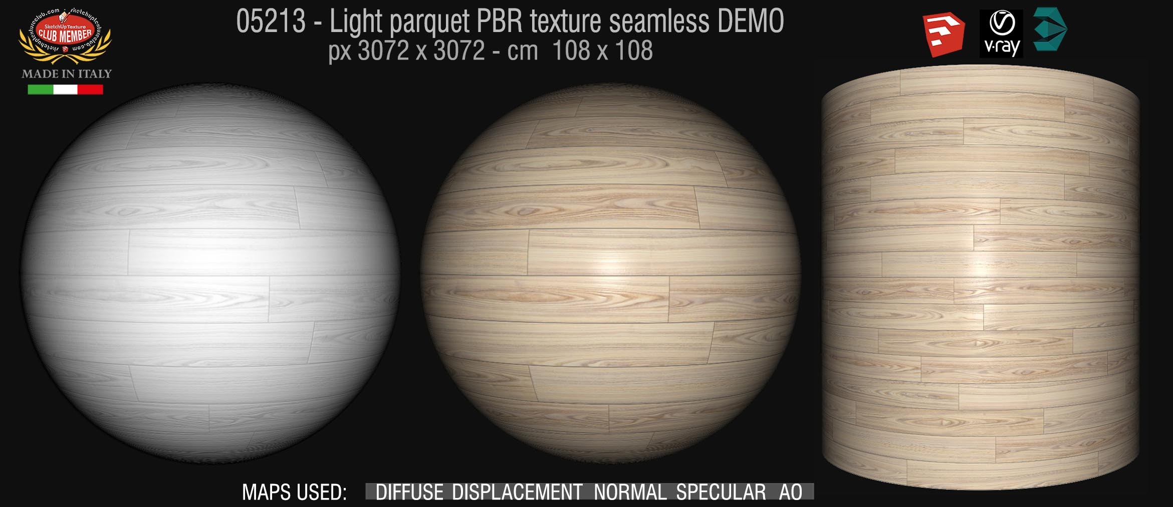 05213 Light parquet PBR texture seamless DEMO