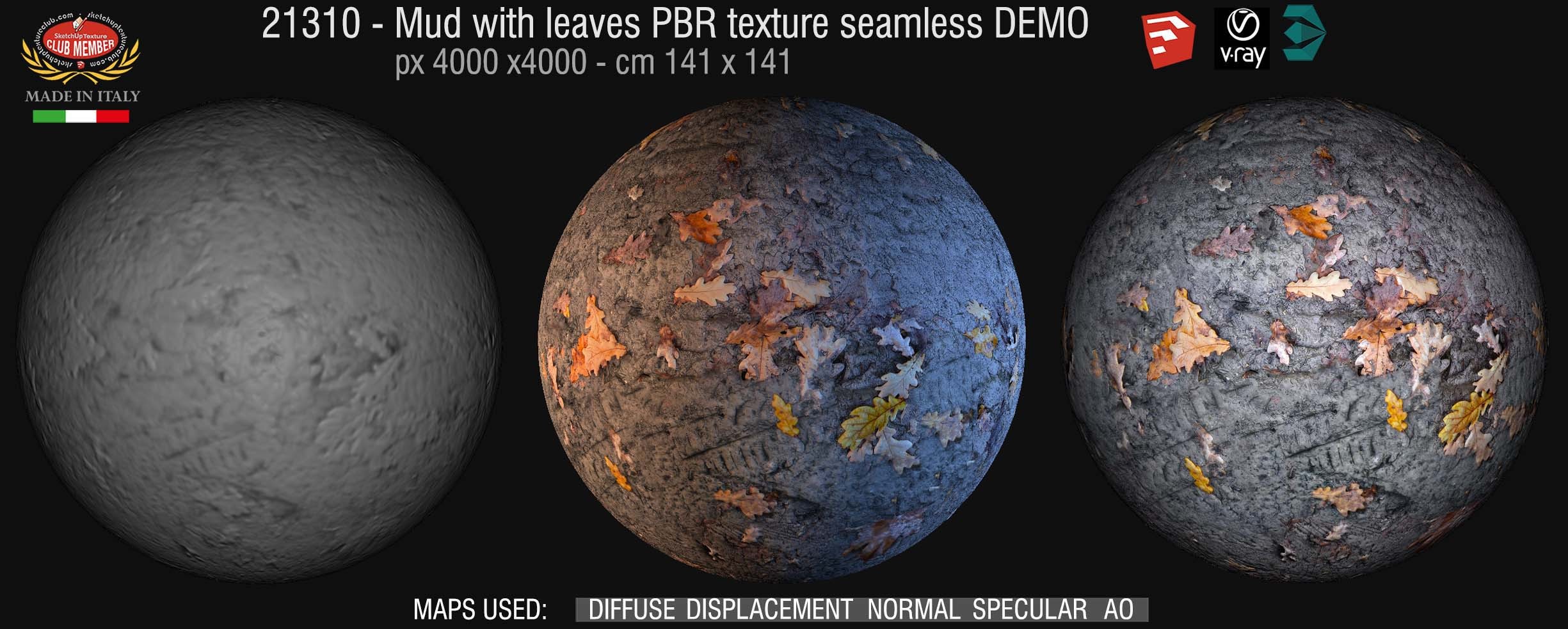 21310 Mud with leaves PBR texture seamless DEMO