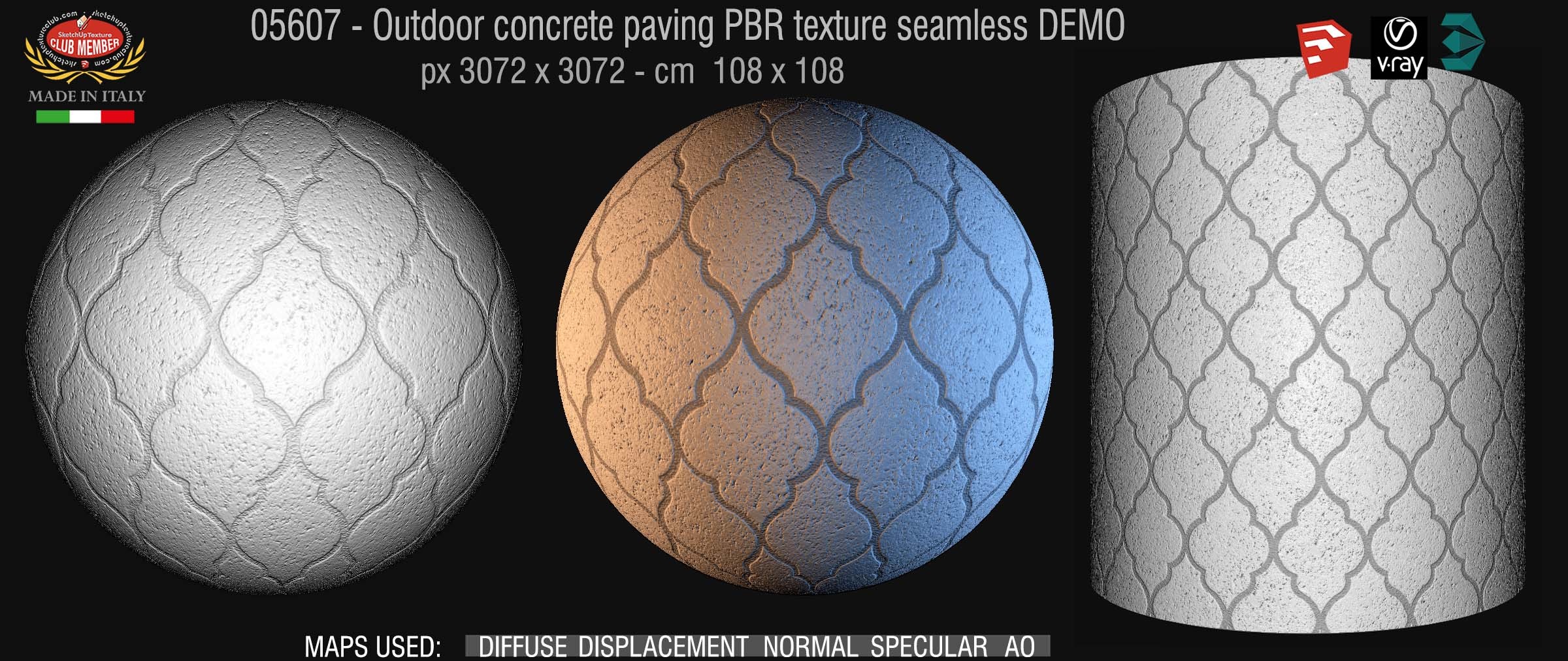 05607 Outdoor concrete paving PBR texture seamless DEMO