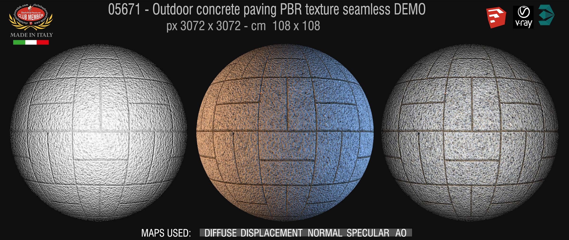 05671  Paving outdoor concrete regular block PBR texture seamless DEMO