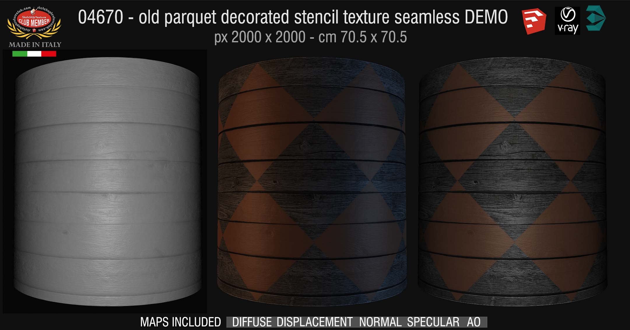 04670 HR Parquet decorated stencil texture seamless + maps DEMO