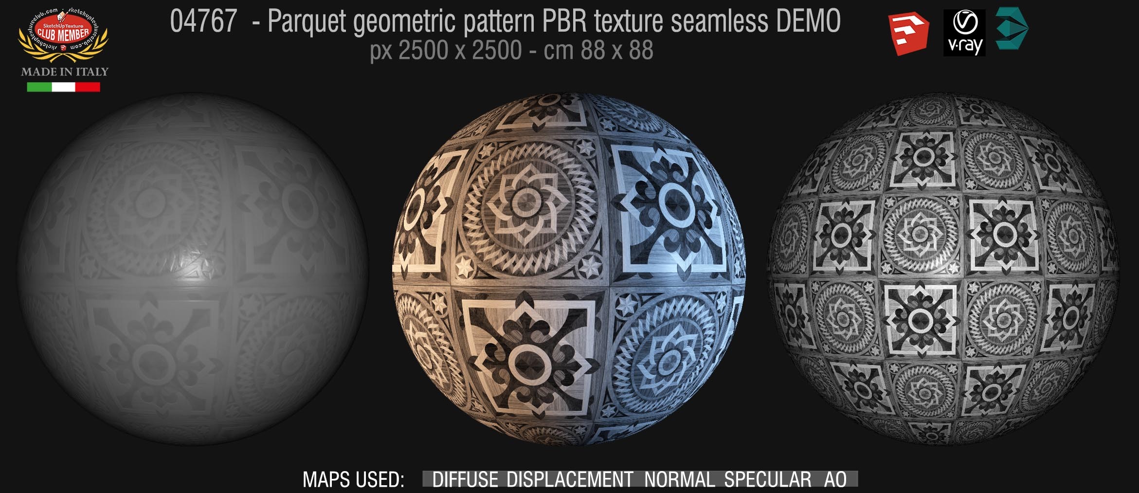 04767 Parquet geometric pattern PBR texture seamless DEMO