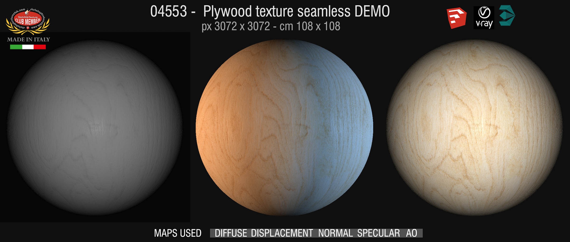 04553 Plywood texture seamless + maps DEMO