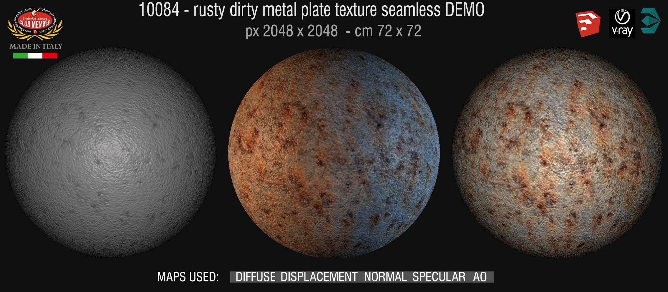 10084 HR Rusty dirty metal texture seamless + maps DEMO