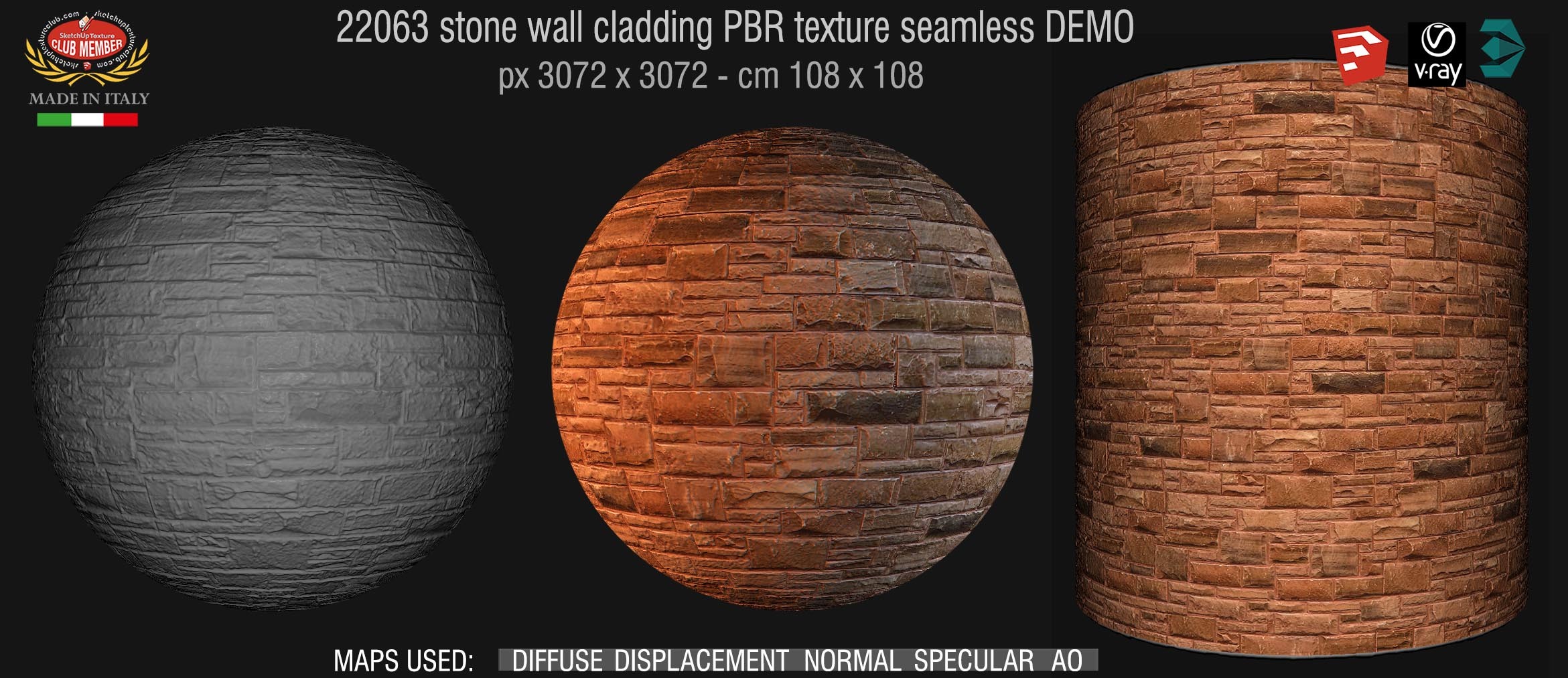 22063 stone wall cladding PBR texture seamless DEMO