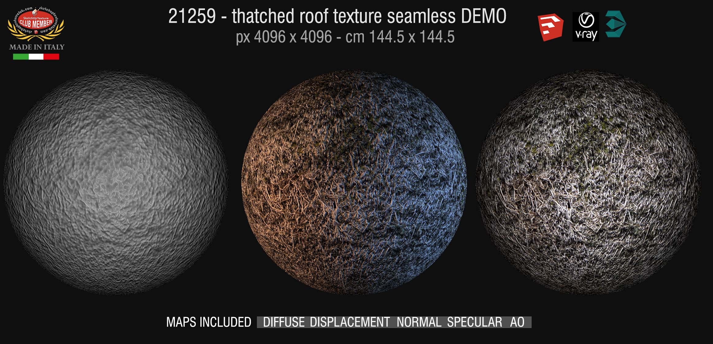 21259 Thatched roof texture + maps DEMO