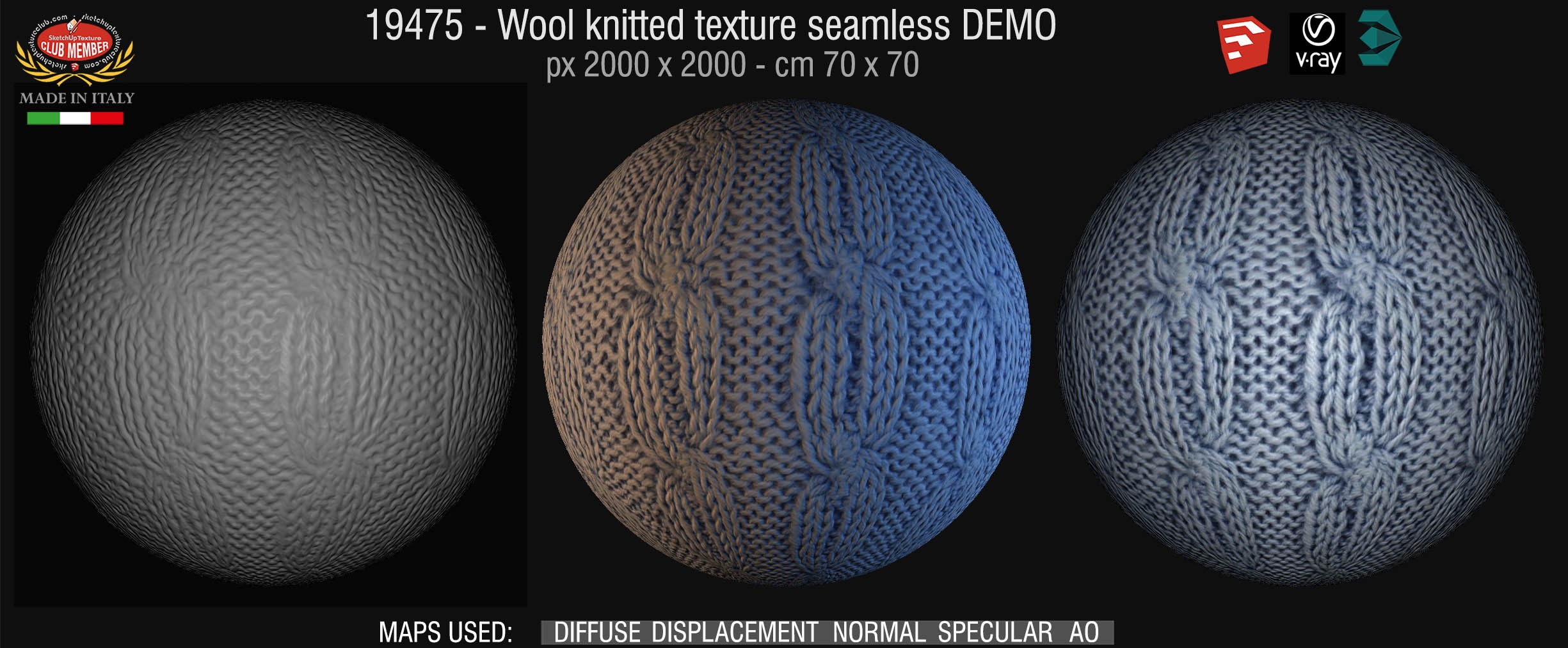19475 Wool knitted texture seamless + maps DEMO